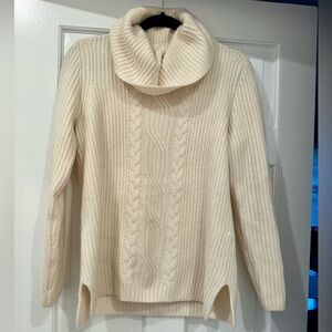 Talbots 100% Cashmere Size Medium Cowl Neck Cream Sweater